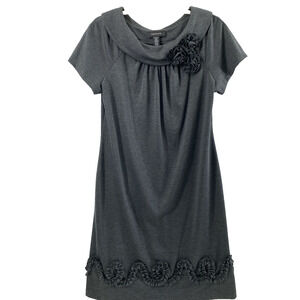 R & M Richards Whimsigoth Dress Womens Size 10 Gray Collar Rosettes Swirl Ruffle